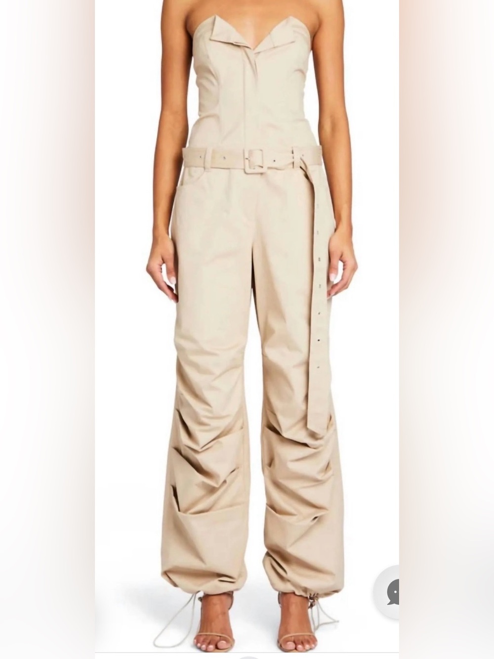 SER.O.YA Beige Wide-Leg Jumpsuit Medium